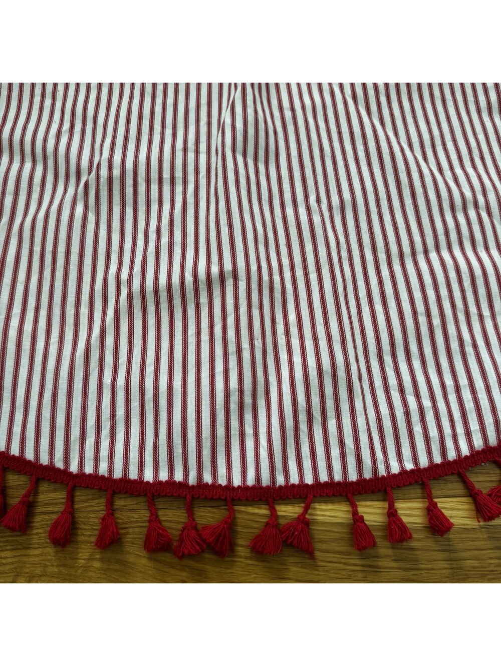 Christmas Tree Skirt Red Stripes Tassels 47 in Holiday Decor Tie